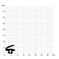 Maßstabgetreuer Profilquerschnitt der Lippendichtung LP028 auf Millimeterpapier.