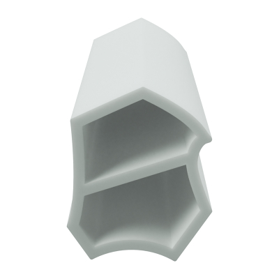 3D Modell der Stahlzargendichtung SZ029 in grau für senkrechte Nuten zum Türblatt.