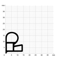 Maßstabgetreuer Profilquerschnitt auf Millimeterpapier der Stahlzargendichtung SZ031.