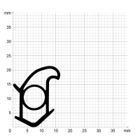Maßstabgetreuer Profilquerschnitt auf Millimeterpapier der Stahlzargendichtung SZ033.