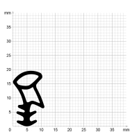 Maßstabgetreuer Profilquerschnitt auf Millimeterpapier der Stahlzargendichtung SZ034.