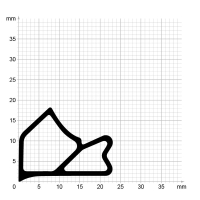 Maßstabgetreuer Profilquerschnitt auf Millimeterpapier der Stahlzargendichtung SZ036.