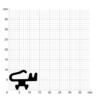 Maßstabgetreuer Profilquerschnitt der Lippendichtung LP042 auf Millimeterpapier.