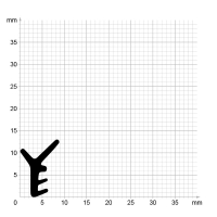 Maßstabgetreuer Profilquerschnitt der Lippendichtung LP043 auf Millimeterpapier.