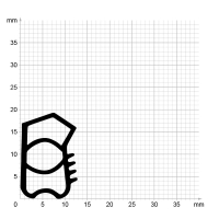 Maßstabgetreuer Profilquerschnitt auf Millimeterpapier der Stahlzargendichtung SZ040.
