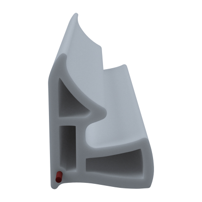 3D Modell der Stahlzargendichtung SZ041 in grau für seitliche Nuten zum Türblatt mit integriertem Antidehnungsfaden.