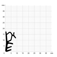 Maßstabgetreuer Profilquerschnitt der Flügelfalzdichtung FF008 auf Millimeterpapier.