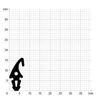 Maßstabgetreuer Profilquerschnitt der Lippendichtung LP054 auf Millimeterpapier.