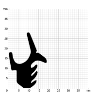 Maßstabgetreuer Profilquerschnitt der Stahlzargendichtung SZ051 auf Millimeterpapier.