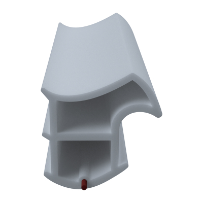 3D Modell der Stahlzargendichtung SZ053 in grau für senkrechte Nuten zum Tüblatt mit integriertem Antidehnungsfaden.