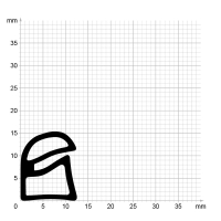 Maßstabgetreuer Profilquerschnitt der Stahlzargendichtung SZ054 auf Millimeterpapier.