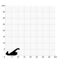 Maßstabgetreuer Profilquerschnitt der Lippendichtung LP061 auf Millimeterpapier.