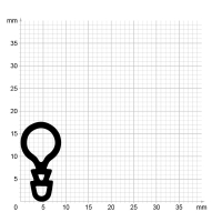 Maßstabgetreuer Profilquerschnitt der Stahlzargendichtung SZ055 auf Millimeterpapier.