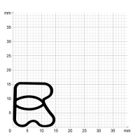 Maßstabgetreuer Profilquerschnitt der Stahlzargendichtung SZ064 auf Millimeterpapier.