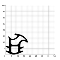 Maßstabgetreuer Profilquerschnitt der Stahlzargendichtung SZ065 auf Millimeterpapier.