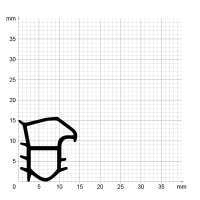 Maßstabgetreuer Profilquerschnitt der Stahlzargendichtung SZ066 auf Millimeterpapier.