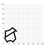 Maßstabgetreuer Profilquerschnitt der Stahlzargendichtung SZ068 auf Millimeterpapier.