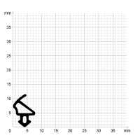 Maßstabgetreuer Profilquerschnitt der Lippendichtung LP078 auf Millimeterpapier.