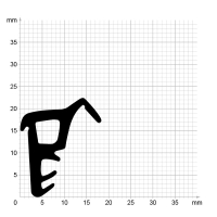 Maßstabgetreuer Profilquerschnitt der Lippendichtung LP079 auf Millimeterpapier.