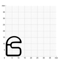 Maßstabgetreuer Profilquerschnitt der Stahlzargendichtung SZ072 auf Millimeterpapier.