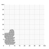 Maßstabgetreuer Profilquerschnitt der Moosgummidichtung MG009 auf Millimeterpapier.