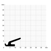 Maßstabgetreuer Profilquerschnitt der Lippendichtung LP084 auf Millimeterpapier.