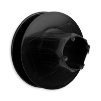 Mini-Gurtsscheibe in schwarz aus Kunststoff mit 85 mm Durchmesser.
