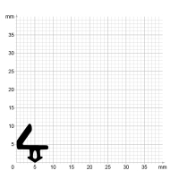 Maßstabgetreuer Profilquerschnitt der Lippendichtung LP085 auf Millimeterpapier.