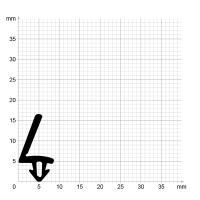Maßstabgetreuer Profilquerschnitt der Lippendichtung LP087 auf Millimeterpapier.