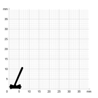 Maßstabgetreuer Profilquerschnitt der Lippendichtung LP090 auf Millimeterpapier.