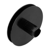 Mini-Gurtsscheibe in schwarz aus Kunststoff mit 160 mm Durchmesser.