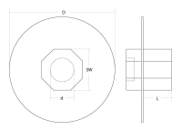 Technische Zeichnung der Mini Arretierungsscheibe.