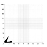 Maßstabgetreuer Profilquerschnitt der Lippendichtung LP094 auf Millimeterpapier.