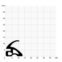 Maßstabgetreuer Profilquerschnitt der Lippendichtung LP097 auf Millimeterpapier.