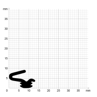 Maßstabgetreuer Profilquerschnitt der Lippendichtung LP473 auf Millimeterpapier.