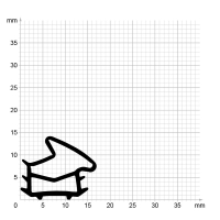 Maßstabgetreuer Profilquerschnitt der Stahlzargendichtung SZ082 auf Millimeterpapier.