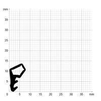 Maßstabgetreuer Profilquerschnitt der Lippendichtung LP103 auf Millimeterpapier.