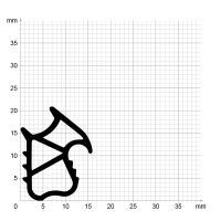 Maßstabgetreuer Profilquerschnitt der Stahlzargendichtung SZ085 auf Millimeterpapier.