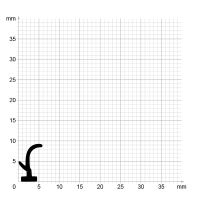Maßstabgetreuer Profilquerschnitt der Lippendichtung LP307 auf Millimeterpapier.