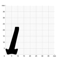 Maßstabgetreuer Profilquerschnitt der Lippendichtung LP107 auf Millimeterpapier.
