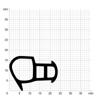 Maßstabgetreuer Profilquerschnitt der Stahlzargendichtung SZ087 auf Millimeterpapier.