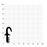 Maßstabgetreuer Profilquerschnitt der Lippendichtung LP114 auf Millimeterpapier.