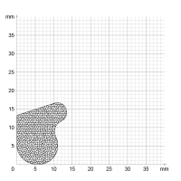 Maßstabgetreuer Profilquerschnitt der Moosgummidichtung MG010 auf Millimeterpapier.