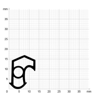 Maßstabgetreuer Profilquerschnitt der Stahlzargendichtung SZ093 auf Millimeterpapier.
