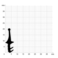 Maßstabgetreuer Profilquerschnitt der Lippendichtung LP121 auf Millimeterpapier.
