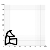 Maßstabgetreuer Profilquerschnitt der Stahlzargendichtung SZ095 auf Millimeterpapier.