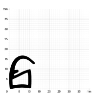 Maßstabgetreuer Profilquerschnitt der Stahlzargendichtung SZ097 auf Millimeterpapier.