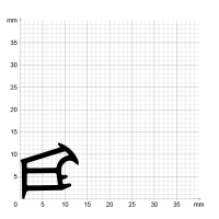 Maßstabgetreuer Profilquerschnitt der Stahlzargendichtung SZ101 auf Millimeterpapier.