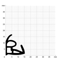 Maßstabgetreuer Profilquerschnitt der Stahlzargendichtung SZ103 auf Millimeterpapier.