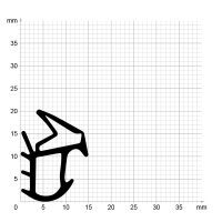 Maßstabgetreuer Profilquerschnitt der Stahlzargendichtung SZ107 auf Millimeterpapier.
